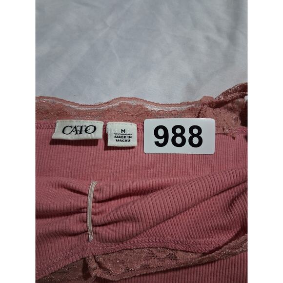 Y2K Cato Womens sz Medium Lace Romantic Grunge Coquette Dainty Ribbed Tank Top - Picture 9 of 14